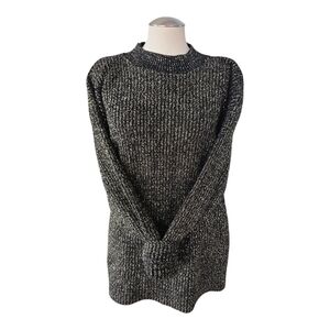 Vintage Carriage Court Metallic Knit Sweater Tunic Black Gold Made in USA